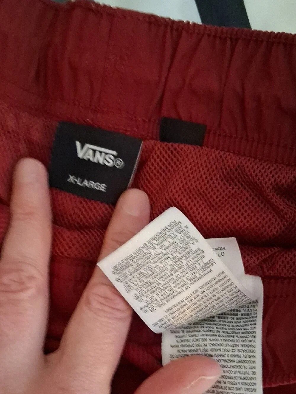 Vans Red Joggers with Checkerboard Side Stripe